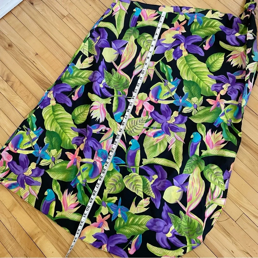 Hilo Hattie Tropical Maxi Skirt in Black with Green and Purple Floral Print - Picture 4 of 5